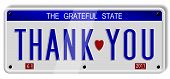 picture of spell  - White car number plates spelling thank you on the white background - JPG 