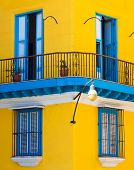 pic of buildings  - Detail of a restored colonial building in Old Havana with typical caribbean doors and balconies - JPG 