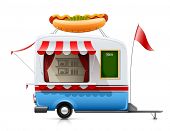 picture of food  - trailer fast food hot dog vector illustration isolated on white background - JPG 