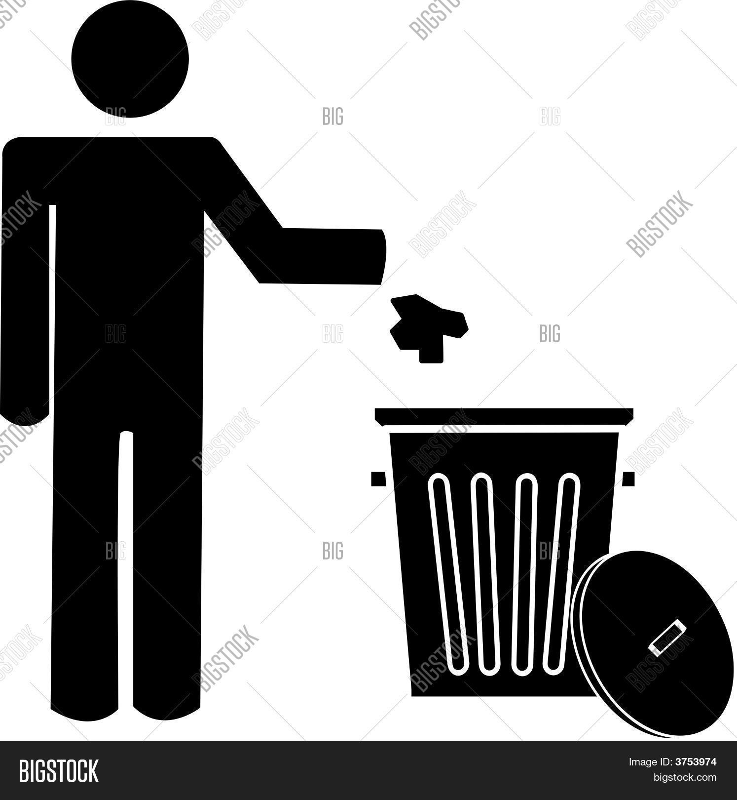 Stick Man Throwing Garbage In Trash. Stock Vector & Stock Photos Bigstock