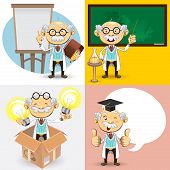 picture of education  - An Illustration Of Genius Bald Professor Scientist And Teacher Giving Presentation Explanation - JPG 