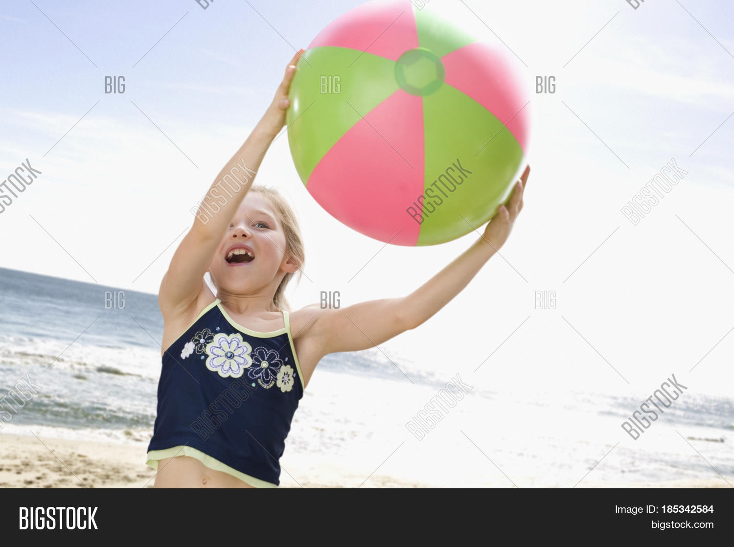 Caucasian Girl Catching Beach Ball Image & Photo Bigstock