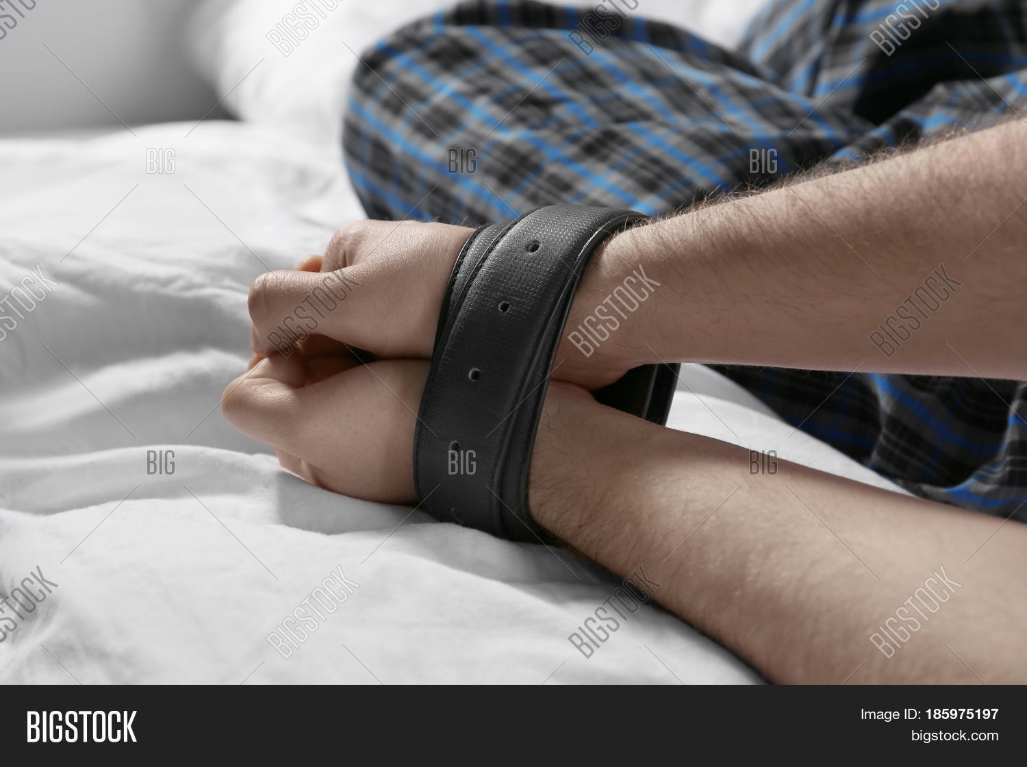 Male Hands Tied Belts Bed Image & Photo Bigstock
