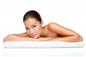 picture of nature  - Spa beauty skin treatment woman on white towel - JPG 