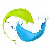 stock photo of drip  - Colored paint splashes isolated on white background - JPG 