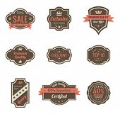 picture of retro  - Vintage Labels set. Retro shields and stickers such a logo. 
Ribbon and crown. Retro design. High quality. - JPG 