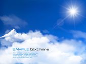 stock photo of blue  - Blue sky with clouds and sun - JPG 