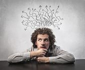 picture of business concept  - Businessman thinking a solution - JPG 