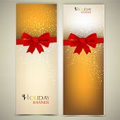 image of holidays  - Greeting cards with red bows and copy space - JPG 