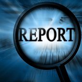 picture of shareholders  - report with magnifier on a blue background - JPG 