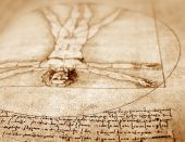 foto of da-vinci  - Photo of the Vitruvian Man by Leonardo Da Vinci from 1492 on textured background - JPG 