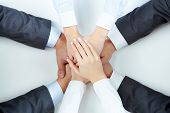 image of support  - Image of business people hands on top of each other symbolizing support and power - JPG 