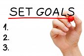 picture of goal  - Hand underlining Set Goals with red marker isolated on white - JPG 