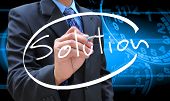 picture of network  - businessman hand writing solution on the time - JPG 