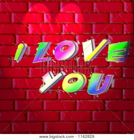 Love Grafiti on Love You Graffiti On Red Brick Wall Stock Photo Stock Images