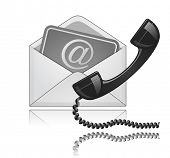 image of contact  - "Contact Us". Phone receiver and e-mail. Raster version - JPG 