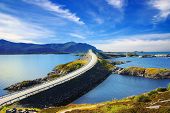 picture of bridge  - Picturesque Norway sea landscape with bridge - JPG 
