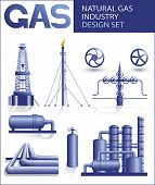 foto of pressure  - Design set of natural gas industry vector images - JPG 