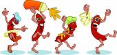 foto of dog  - Cartoon Hot Dogs Dance and Strut in Parade - JPG 
