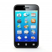 stock photo of device  - 3D Illustration of generic smartphone.

Note: All Devices design and all screen interface graphics in this series are designed by the contributor him self. - JPG 