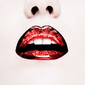 pic of gloss  - Glamour Red gloss lips with sensuality gesture - JPG 