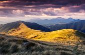 picture of sky  - Majestic mountains landscape under morning sky with clouds - JPG 