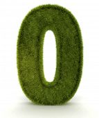 picture of zero  - Number zero in 3D and grass texture  - JPG 