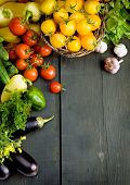 pic of nature  - abstract design background vegetables on a wooden background - JPG 