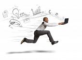 picture of business concept  - Concept of fast business with running businessman - JPG 