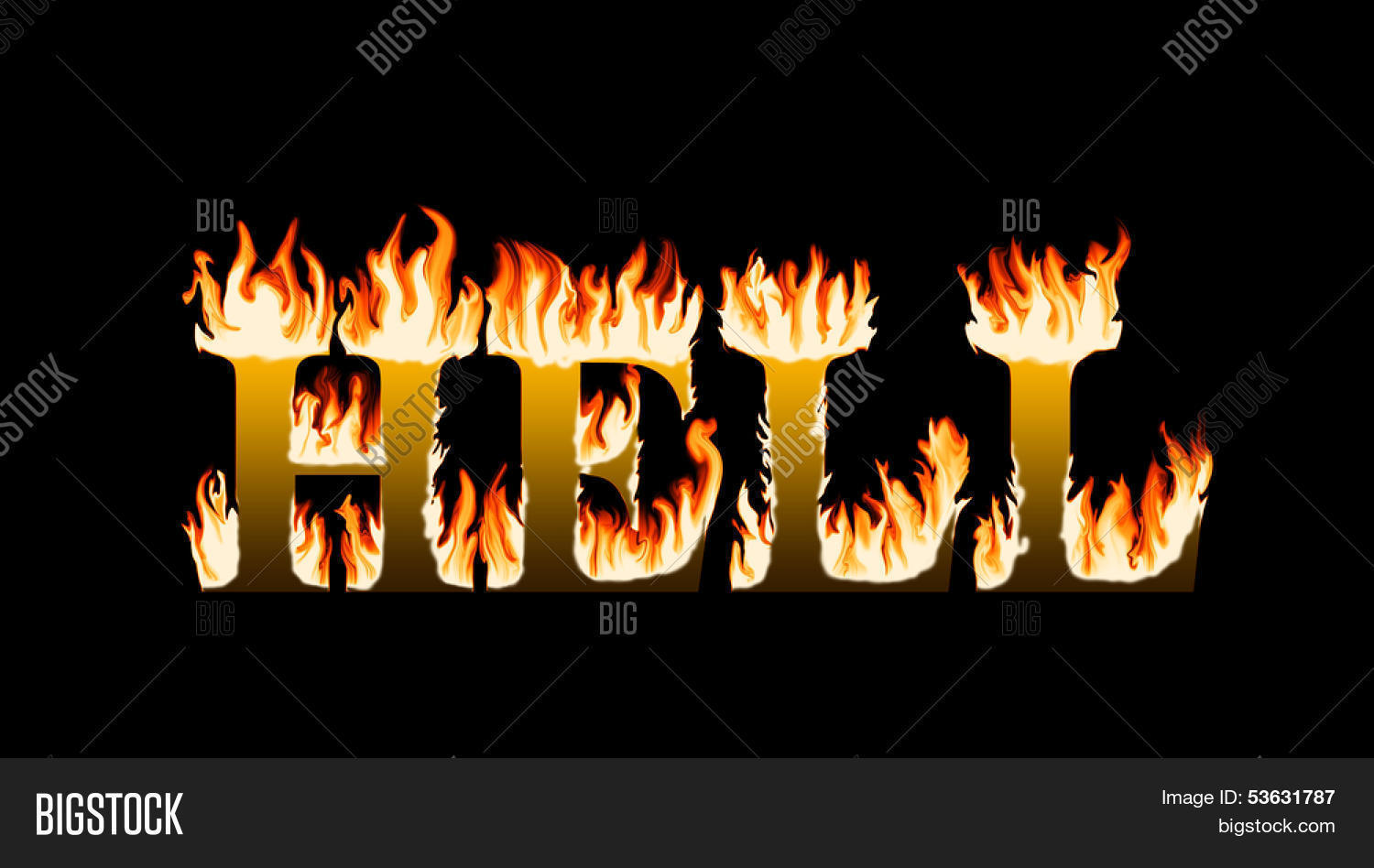 Word Hell Engulfed Flames, On Black Image & Photo Bigstock