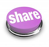 picture of shares  - A purple button with the word Share on it symbolizing sharing gifting and generosity - JPG 