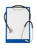 foto of medical  - Medical clipboard and stethoscope isolated on white background - JPG 