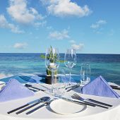 picture of restaurant  - Table setting at beach restaurant - JPG 