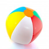 stock photo of beach  - colorful floating beach ball isolated over white - JPG 