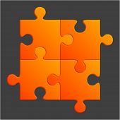 picture of puzzle  - Orange puzzle vector illustration - JPG 