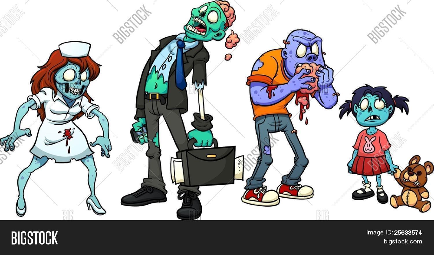 Películas De Zombies Completas En Español 2020 Vector y foto Cuatro Zombies De Dibujos Animados | Bigstock
