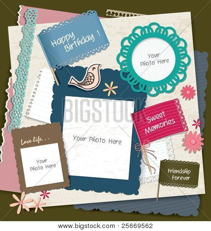 Picture or Photo of Note papers, photo frames & scrapbook elements