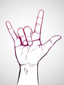 stock photo of rocks  - Hand in rock n roll sign - JPG 