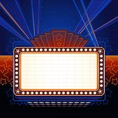 foto of spotlight  - Theater Marquee with spotlights in night sky - JPG 
