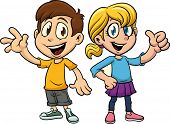 pic of cartoon  - Cute cartoon boy and girl - JPG 