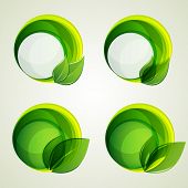 stock photo of nature  - set of abstract green banners with leaf - JPG 