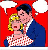 foto of art  - Pop art painting of couple - JPG 