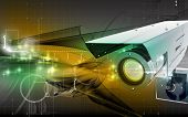 picture of security  - Digital illustration of security camera in colour background - JPG 