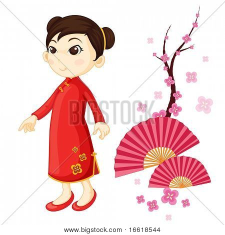 Vestimenta+De+China una ilustración de una niña China en vestimenta tradicional Fotos ...