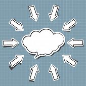 image of computer  - Cloud computing sticker in comic style - JPG 