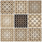 image of tiles  - seamless vintage backgrounds set brown baroque wallpaper - JPG 