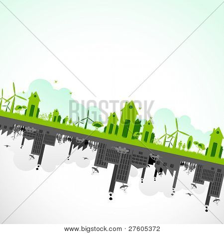 Picture or Photo of Illustration of cityscape showing sustainability of earth