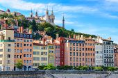 picture of france  - Lyon colorful houses view from Saone river France - JPG 