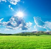 stock photo of nature  - Green meadow in mountain - JPG 