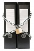 foto of unbreakable  - Two black file folders protected by a chain and a padlock - JPG 